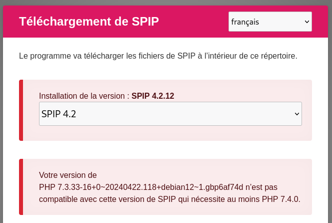 spip_loader.php: avertissement version php